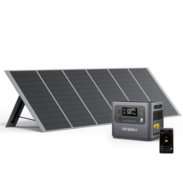 AFERIY Solargenerator 2400 W, 2048 Wh LiFePO4, mit 400 W Solarpanel, 4800 W Peak, faltbar