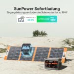 FlashFish Powerstation 300 W, 179,2 Wh LiFePO4, mit 100 W Solarpanel, Schnellladung und EPS