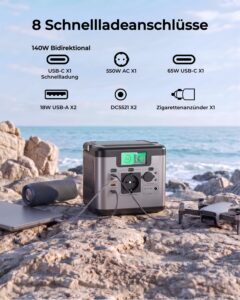 SWAREY S550 Powerstation, 555 Wh, 550 W, 1100 W Spitzenleistung – Bild 3