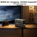 FOSSIBOT F1800 Powerstation, 1800 W, 1024 Wh LiFePO4, 100 W USB-C und Schnellladung – Bild 2