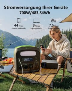 NECESPOW Powerstation 700 W, 483,84 Wh LiFePO4-Akku, reine Sinuswelle – Bild 2