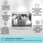 Klarstein Mini-Geschirrspüler für 6 Gedecke, Leiser Geschirrspüler Klein mit 6 Spülprogrammen, Kleiner für Zuhause, Büro und Camping, Mini mit Wasseranschluss