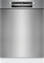 Bosch SMU4EVS08E, Serie 4, Smarter Unterbau-Geschirrspüler 60 cm, Besteckschublade, Spülmaschine mit Programmassistent, besonders Leise, höhenverstellbarer Oberkorb, Automatische Türöffnung, Edelstahl