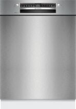 Bosch SMU4EVS08E, Serie 4, Smarter Unterbau-Geschirrspüler 60 cm, Besteckschublade, Spülmaschine mit Programmassistent, besonders Leise, höhenverstellbarer Oberkorb, Automatische Türöffnung, Edelstahl