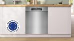 Bosch SMU4EVS08E, Serie 4, Smarter Unterbau-Geschirrspüler 60 cm, Besteckschublade, Spülmaschine mit Programmassistent, besonders Leise, höhenverstellbarer Oberkorb, Automatische Türöffnung, Edelstahl