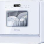AIRMSEN Tischgeschirrspüler Mini Geschirrspüler mit Weichwasseranlage, 7+2 Programmen & 5L Wassertank, Kompakte Spülmaschine mit/ohne Wasseranschluss, Ideal für Wohnungen Wohnmobil Weiß